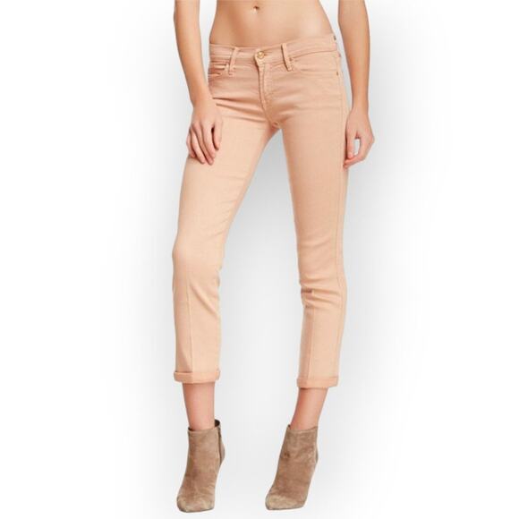 NWT Mother The Rascal Cuff Pop! Jeans SIZE 25 Just Peachy Pink Denim NEW - Picture 1 of 11